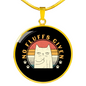 No Fluffs Given Cat Circle Necklace Stainless Steel or 18k Gold 18-22"-Express Your Love Gifts