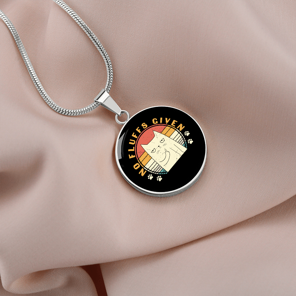 No Fluffs Given Cat Circle Necklace Stainless Steel or 18k Gold 18-22"-Express Your Love Gifts