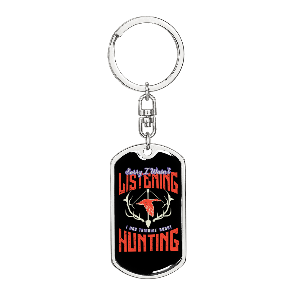 No Listening Just Hunter'S Keychain Gift Stainless Steel or 18k Gold Dog Tag Keyring-Express Your Love Gifts