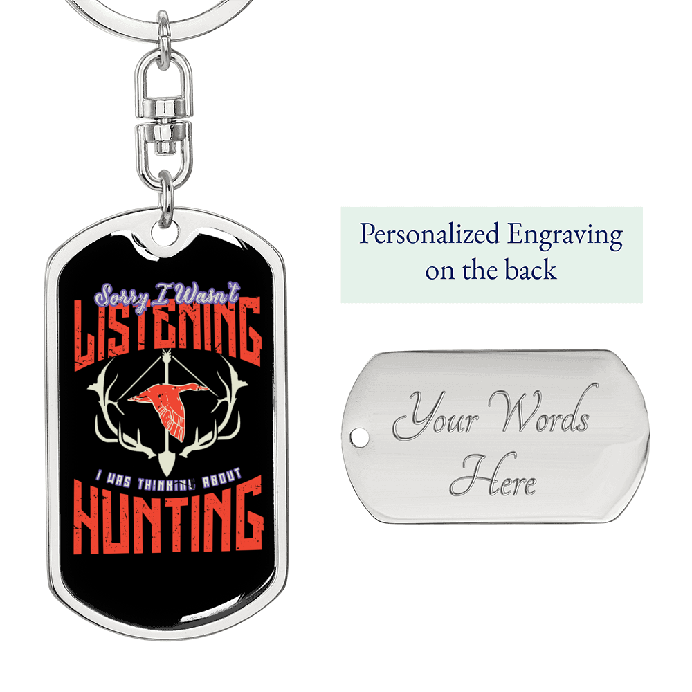 No Listening Just Hunter'S Keychain Gift Stainless Steel or 18k Gold Dog Tag Keyring-Express Your Love Gifts