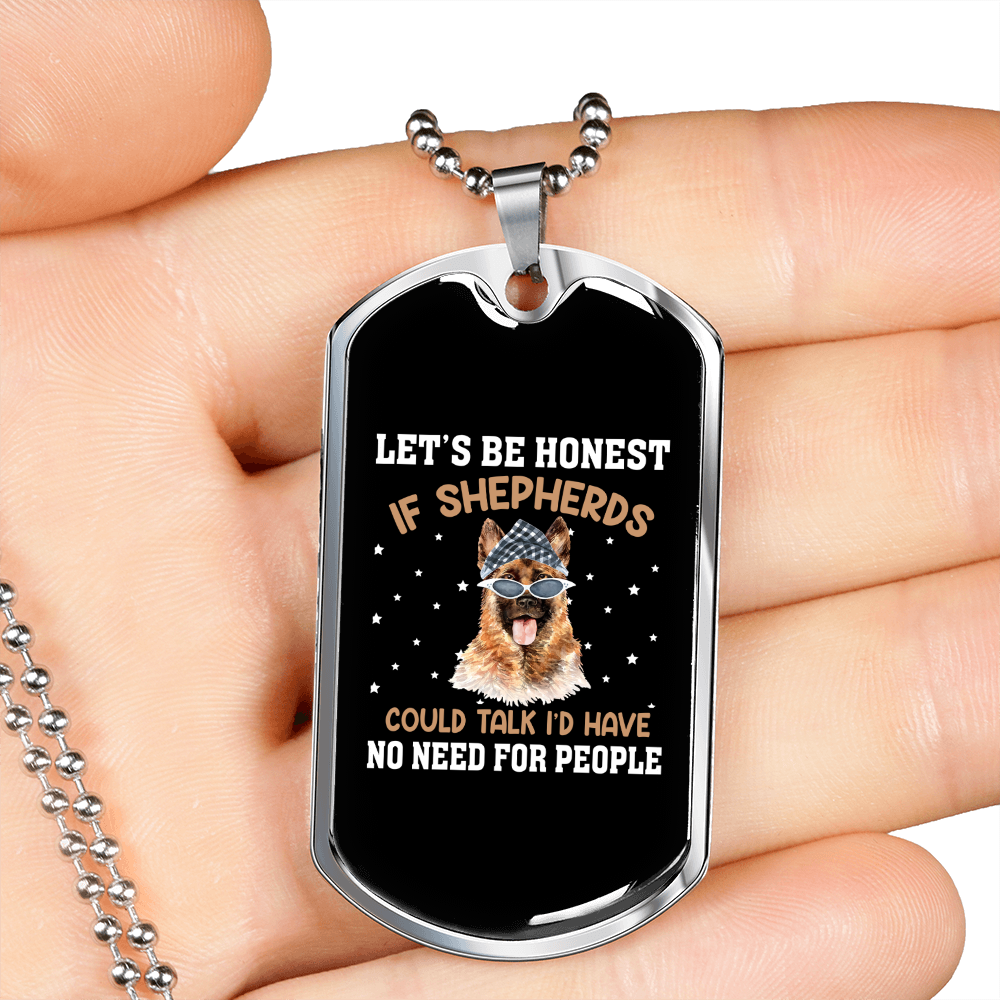 No Need For People Necklace Stainless Steel or 18k Gold Dog Tag 24" Chain-Express Your Love Gifts