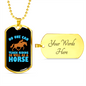 No One Can Teach Riding So Well as a Horse Horse Necklace Stainless Steel or 18k Gold Dog Tag 24" Chain-Express Your Love Gifts