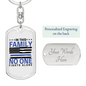 No One Fights Alone Keychain Stainless Steel or 18k Gold Dog Tag Keyring-Express Your Love Gifts