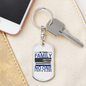 No One Fights Alone Keychain Stainless Steel or 18k Gold Dog Tag Keyring-Express Your Love Gifts