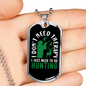 No Theraphy Hunting Only Necklace Stainless Steel or 18k Gold Dog Tag 24" Chain-Express Your Love Gifts