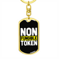 Non Fungible Token Crypto Keychain Stainless Steel or 18k Gold Dog Tag Keyring-Express Your Love Gifts