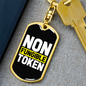 Non Fungible Token Crypto Keychain Stainless Steel or 18k Gold Dog Tag Keyring-Express Your Love Gifts