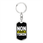 Non Fungible Token Crypto Keychain Stainless Steel or 18k Gold Dog Tag Keyring-Express Your Love Gifts