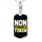 Non Fungible Token Crypto Keychain Stainless Steel or 18k Gold Dog Tag Keyring-Express Your Love Gifts