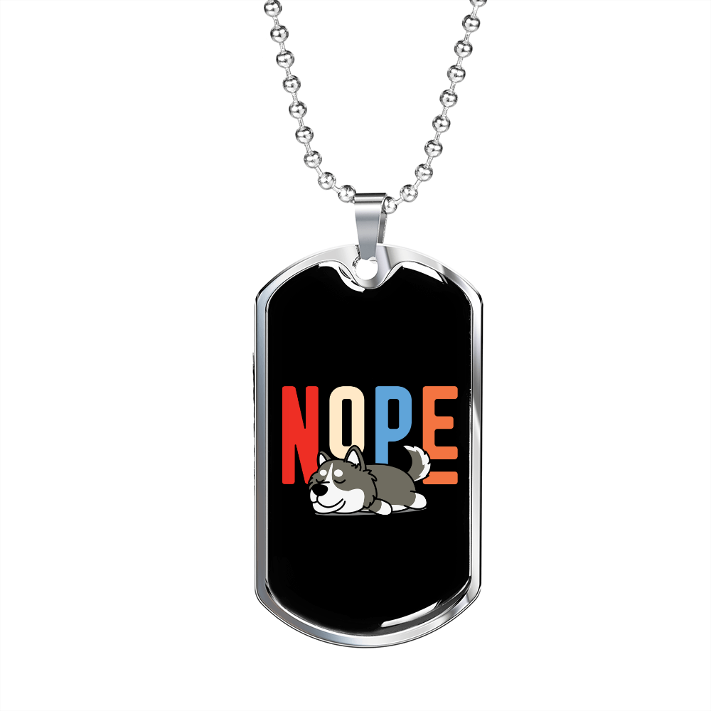 Nope Necklace Stainless Steel or 18k Gold Dog Tag 24" Chain-Express Your Love Gifts