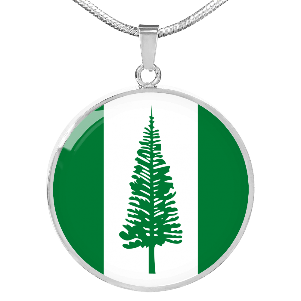 Norfolk Island Flag Necklace Circle Pendant Stainless Steel or 18k Gold 18-22"-Express Your Love Gifts