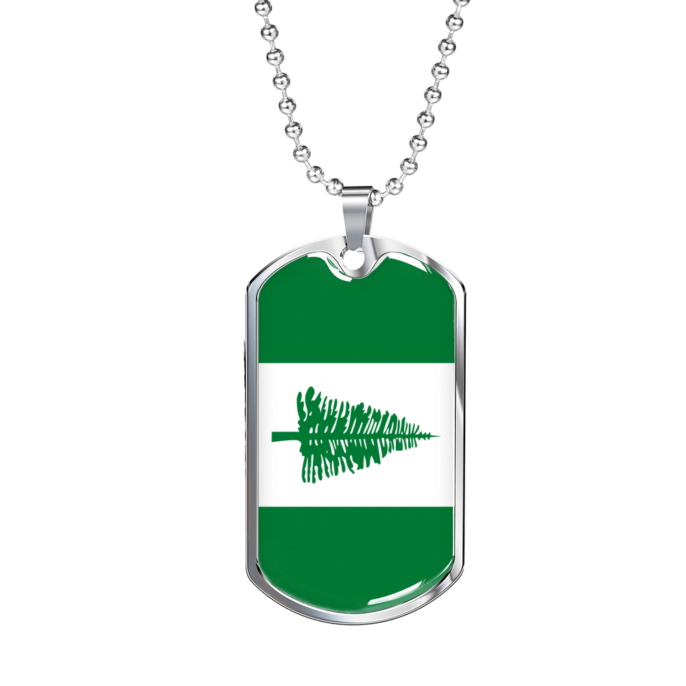 Norfolk Island Flag Necklace Stainless Steel or 18k Gold Dog Tag 24" Chain-Express Your Love Gifts