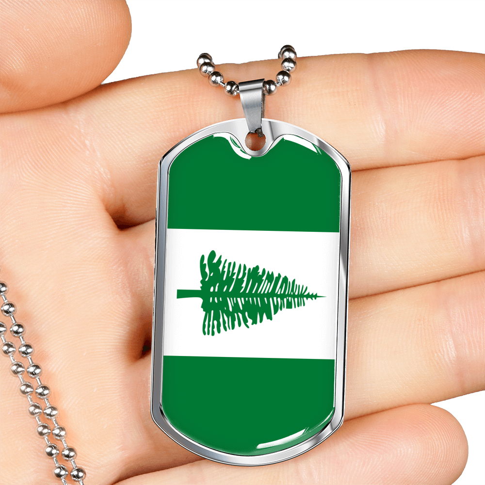 Norfolk Island Flag Necklace Stainless Steel or 18k Gold Dog Tag 24" Chain-Express Your Love Gifts