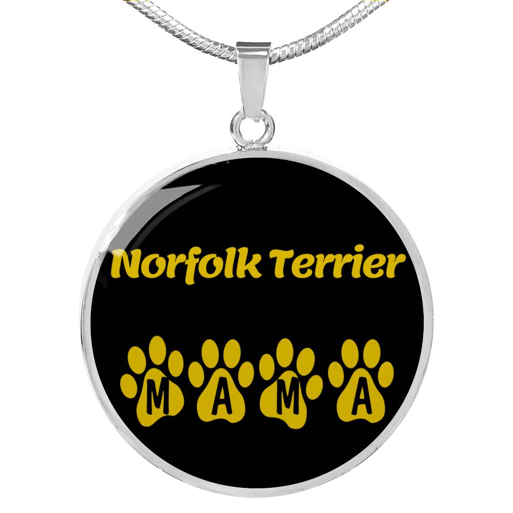 Norfolk Terrier Mama Circle Necklace Stainless Steel or 18k Gold 18-22" Dog Owner Lover-Express Your Love Gifts