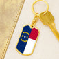 North Carolina State Flag Keychain Dog Tag Stainless Steel or 18k Gold-Express Your Love Gifts