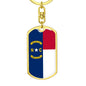 North Carolina State Flag Keychain Dog Tag Stainless Steel or 18k Gold-Express Your Love Gifts