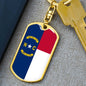 North Carolina State Flag Keychain Dog Tag Stainless Steel or 18k Gold-Express Your Love Gifts