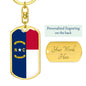 North Carolina State Flag Keychain Dog Tag Stainless Steel or 18k Gold-Express Your Love Gifts