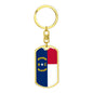 North Carolina State Flag Keychain Dog Tag Stainless Steel or 18k Gold-Express Your Love Gifts