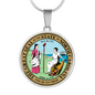 North Carolina State Seal Necklace Circle Pendant Stainless Steel or 18k Gold 18-22"-Express Your Love Gifts