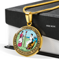 North Carolina State Seal Necklace Circle Pendant Stainless Steel or 18k Gold 18-22"-Express Your Love Gifts