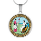 North Carolina State Seal Necklace Circle Pendant Stainless Steel or 18k Gold 18-22"-Express Your Love Gifts