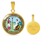 North Carolina State Seal Necklace Circle Pendant Stainless Steel or 18k Gold 18-22"-Express Your Love Gifts