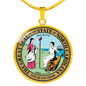 North Carolina State Seal Necklace Circle Pendant Stainless Steel or 18k Gold 18-22"-Express Your Love Gifts