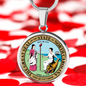 North Carolina State Seal Necklace Circle Pendant Stainless Steel or 18k Gold 18-22"-Express Your Love Gifts