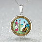 North Carolina State Seal Necklace Circle Pendant Stainless Steel or 18k Gold 18-22"-Express Your Love Gifts
