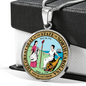North Carolina State Seal Necklace Circle Pendant Stainless Steel or 18k Gold 18-22"-Express Your Love Gifts