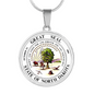 North Dakota State Seal Necklace Circle Pendant Stainless Steel or 18k Gold 18-22"-Express Your Love Gifts