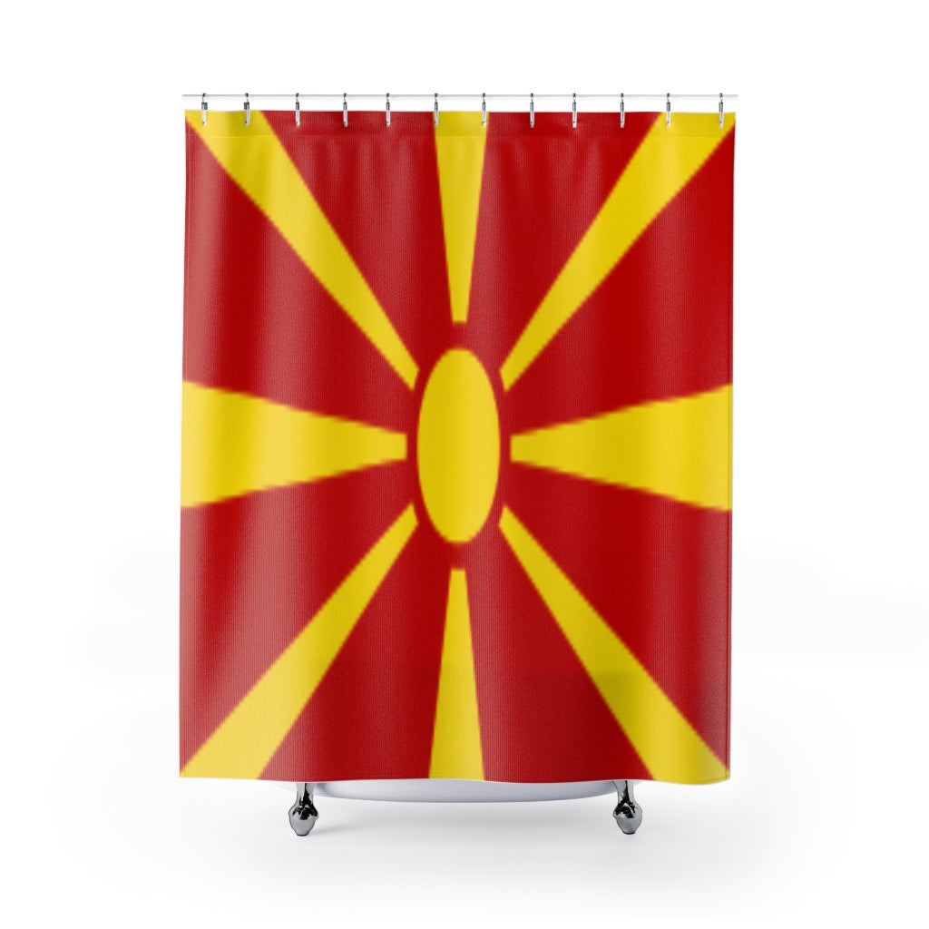 North Macedonia Flag Stylish Design 71" x 74" Elegant Waterproof Shower Curtain for a Spa-like Bathroom Paradise Exceptional Craftsmanship-Express Your Love Gifts