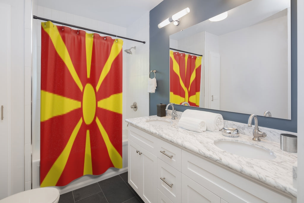 North Macedonia Flag Stylish Design 71" x 74" Elegant Waterproof Shower Curtain for a Spa-like Bathroom Paradise Exceptional Craftsmanship-Express Your Love Gifts
