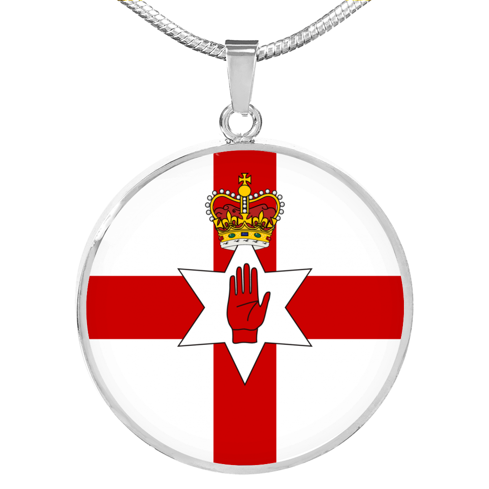 Northern Ireland Flag Necklace Circle Pendant Stainless Steel or 18k Gold 18-22"-Express Your Love Gifts