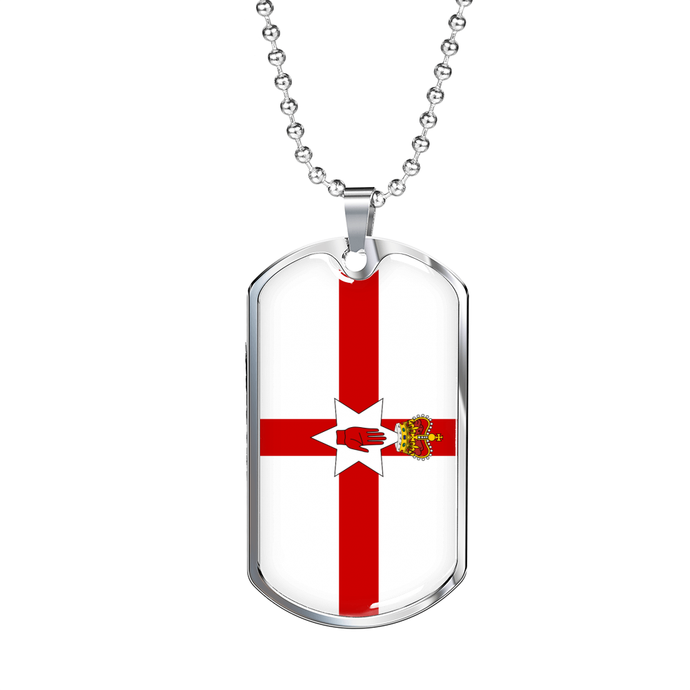 Northern Ireland Flag Necklace Stainless Steel or 18k Gold Dog Tag 24" Chain-Express Your Love Gifts