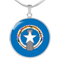 Northern Mariana Island Flag Necklace Circle Pendant Stainless Steel or 18k Gold 18-22"-Express Your Love Gifts