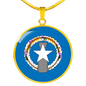 Northern Mariana Island Flag Necklace Circle Pendant Stainless Steel or 18k Gold 18-22"-Express Your Love Gifts