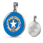 Northern Mariana Island Flag Necklace Circle Pendant Stainless Steel or 18k Gold 18-22"-Express Your Love Gifts