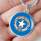 Northern Mariana Island Flag Necklace Circle Pendant Stainless Steel or 18k Gold 18-22"-Express Your Love Gifts