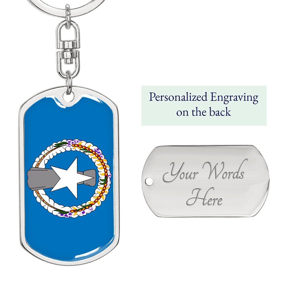 Northern Mariana Island Flag Swivel Keychain Dog Tag Stainless Steel or 18k Gold-Express Your Love Gifts