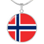Norway Flag Necklace Circle Pendant Stainless Steel or 18k Gold 18-22"-Express Your Love Gifts