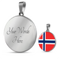 Norway Flag Necklace Circle Pendant Stainless Steel or 18k Gold 18-22"-Express Your Love Gifts