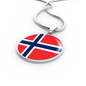 Norway Flag Necklace Circle Pendant Stainless Steel or 18k Gold 18-22"-Express Your Love Gifts