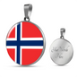Norway Flag Necklace Circle Pendant Stainless Steel or 18k Gold 18-22"-Express Your Love Gifts