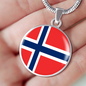 Norway Flag Necklace Circle Pendant Stainless Steel or 18k Gold 18-22"-Express Your Love Gifts