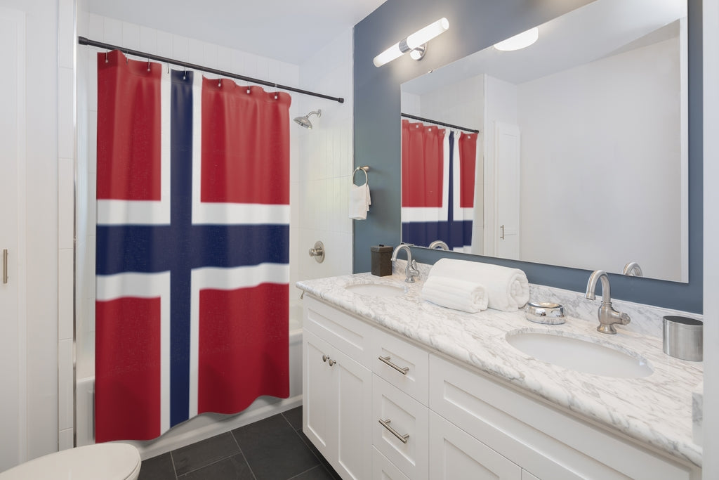 Norway Flag Stylish Design 71" x 74" Elegant Waterproof Shower Curtain for a Spa-like Bathroom Paradise Exceptional Craftsmanship-Express Your Love Gifts