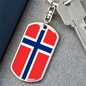 Norway Flag Swivel Keychain Dog Tag Stainless Steel or 18k Gold-Express Your Love Gifts