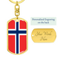 Norway Flag Swivel Keychain Dog Tag Stainless Steel or 18k Gold-Express Your Love Gifts