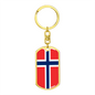Norway Flag Swivel Keychain Dog Tag Stainless Steel or 18k Gold-Express Your Love Gifts